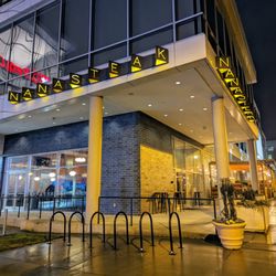Outside. Storefront. Covered patio.