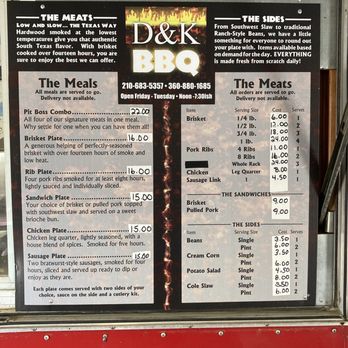 D&K BBQ - Recent menu w slightly adjusted prices - Food Trucks Near Me - Forks, Washington