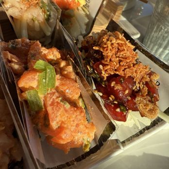 Sora - Spicy salmon Tuna poke, crispy shallots - Sushi Bars Near Me - Los Angeles, California Sora - Spicy salmon Tuna poke, crispy shallots - Sushi Bars Near Me - Los Angeles, California