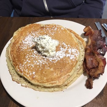 The Joy Bus Diner - Poppyseed pancakes with lemony mascarpone in between. - Breakfast & Brunch Near Me - Phoenix, Arizona The Joy Bus Diner - Poppyseed pancakes with lemony mascarpone in between. - Breakfast & Brunch Near Me - Phoenix, Arizona