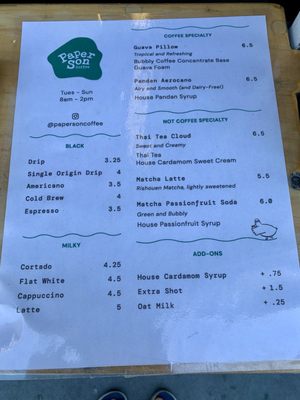 Menu photo 7 Paper Son Coffee San Francisco, CA