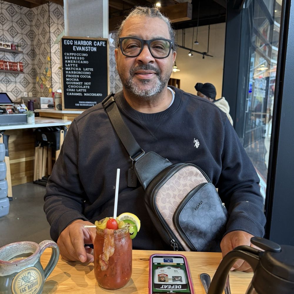 Hubby with his Bloody Mary Hubby with his Bloody Mary