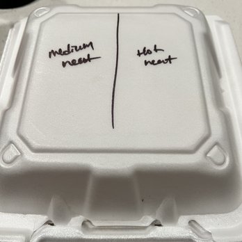 Flame-N-Chickz - Take out labeled with what side each of the sliders were on because they were different levels of heat. - Salad Near Me - Roseville, California Flame-N-Chickz - Take out labeled with what side each of the sliders were on because they were different levels of heat. - Salad Near Me - Roseville, California