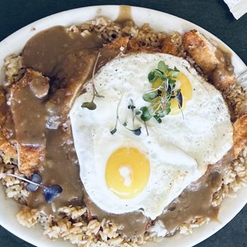 Aloha Stacks - Loco Moco with fried rice and chicken Katsu. Yum yum! - Breakfast & Brunch Near Me - Mission Viejo, California Aloha Stacks - Loco Moco with fried rice and chicken Katsu. Yum yum! - Breakfast & Brunch Near Me - Mission Viejo, California