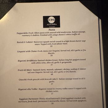 Luna Azzurra - Menu - Italian Near Me - Fairfield, Connecticut