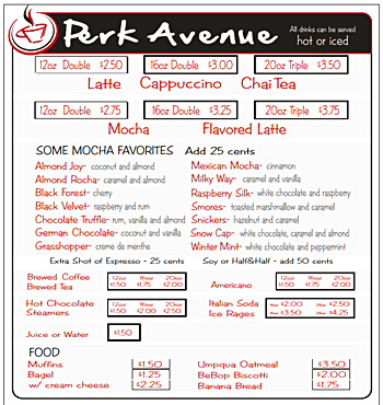 Menu photo 4 Perk Avenue Bend, OR