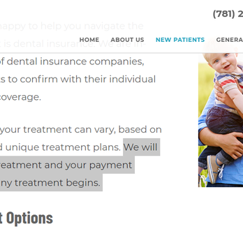 Wakefield Custom Dental - Their website used to say, "We will discuss the cost of your treatment and your payment options with you before any treatment begins." - Endodontists Near Me - Wakefield, Massachusetts