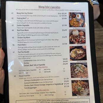 Mang Felix Kitchen Rainbow - Menu - Filipino Near Me - Las Vegas, Nevada Mang Felix Kitchen Rainbow - Menu - Filipino Near Me - Las Vegas, Nevada