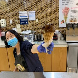 Receiving my ice cream cone.
