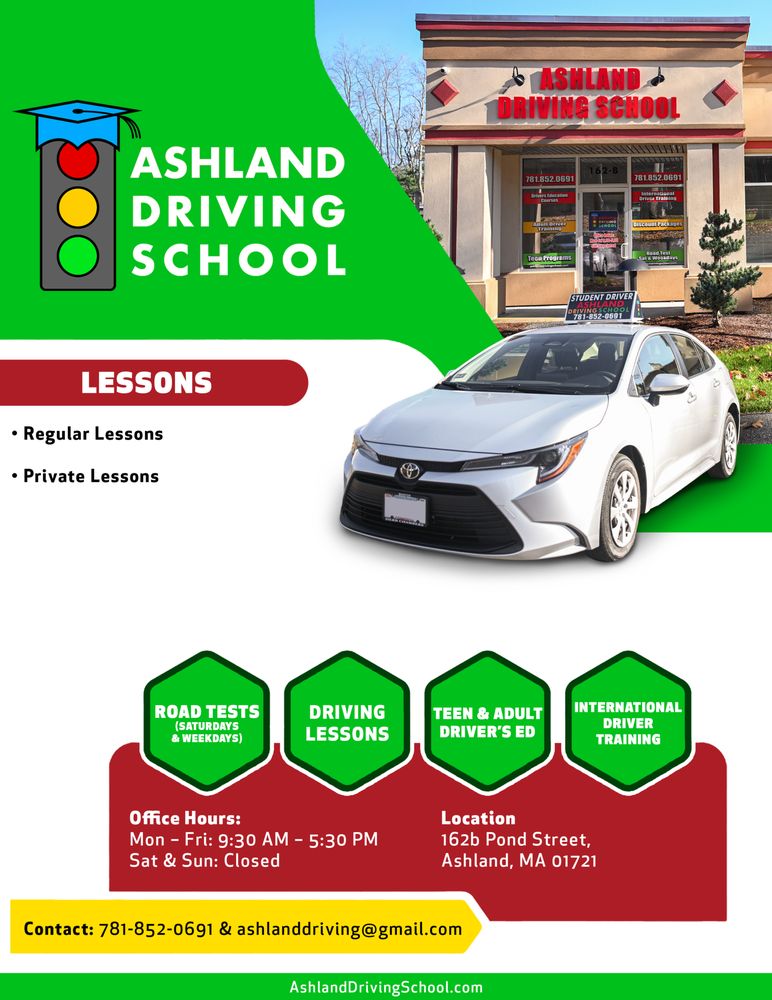 ASHLAND DRIVING SCHOOL Updated April 2024 162B Pond St, Ashland