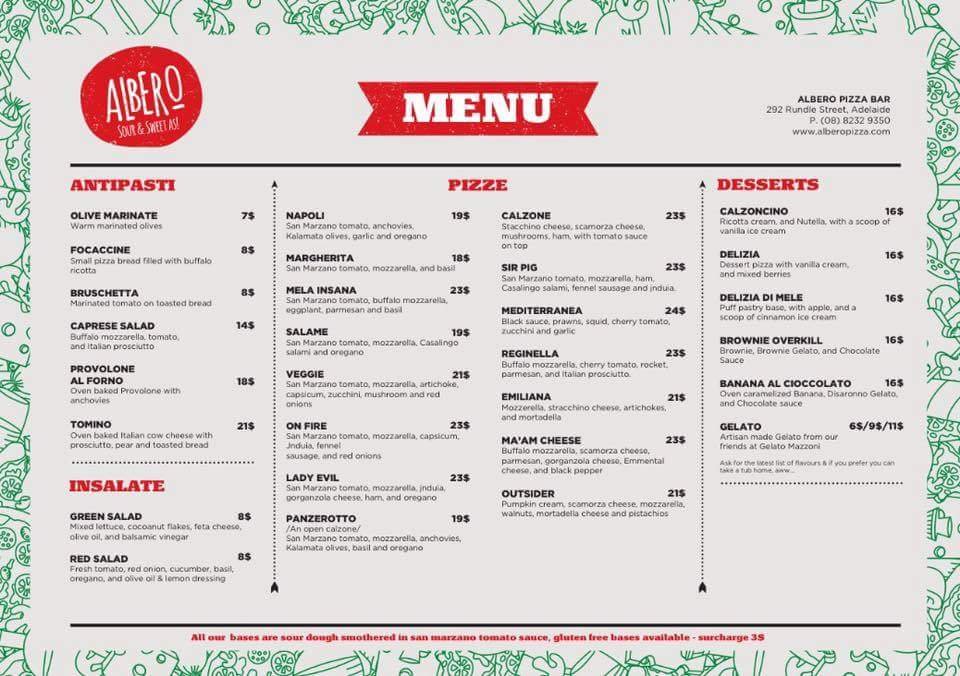ALBERO PIZZA DESSERT BAR Updated September 2024 292 Rundle St