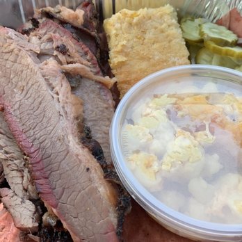 The Smoke Pit - BBQ Texas Brisket with Mac and cheese and real corn bread with pickles. - Barbeque Near Me - Gastonia, North Carolina The Smoke Pit - BBQ Texas Brisket with Mac and cheese and real corn bread with pickles. - Barbeque Near Me - Gastonia, North Carolina
