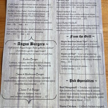 Old Mill Pub - Menu Front - American Near Me - Skowhegan, Maine