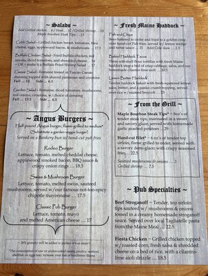Menu photo 3 Old Mill Pub Skowhegan, ME