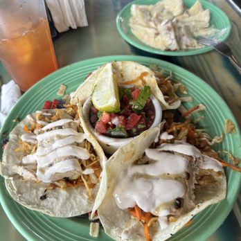 Grills Riverside Seafood Deck & Tiki Bar - Cobia Fish Tacos with side of Tahiti tats - Seafood Near Me - Melbourne, Florida Grills Riverside Seafood Deck & Tiki Bar - Cobia Fish Tacos with side of Tahiti tats - Seafood Near Me - Melbourne, Florida