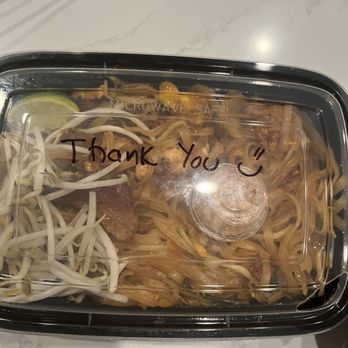Hug Thai Express - Nice messages written on the container made me smile. - Thai Near Me - La Mesa, California Hug Thai Express - Nice messages written on the container made me smile. - Thai Near Me - La Mesa, California