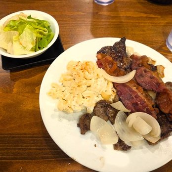 Tanaka Saimin - Calf's Liver with Potato-Mac Salad and Green Salad - Japanese Near Me - Honolulu, Hawaii Tanaka Saimin - Calf's Liver with Potato-Mac Salad and Green Salad - Japanese Near Me - Honolulu, Hawaii