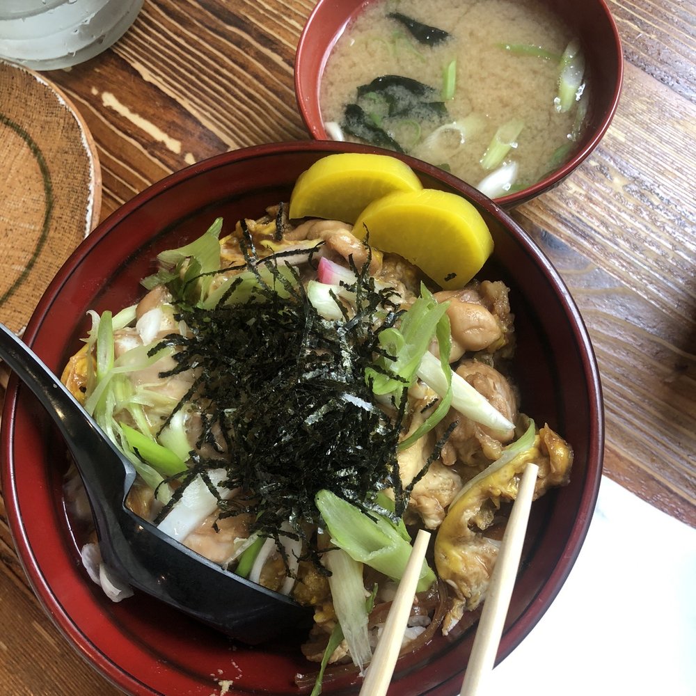 Onibaba - Oyakudon, comes with miso soup. - Japanese Near Me - Seattle, Washington Onibaba - Oyakudon, comes with miso soup. - Japanese Near Me - Seattle, Washington