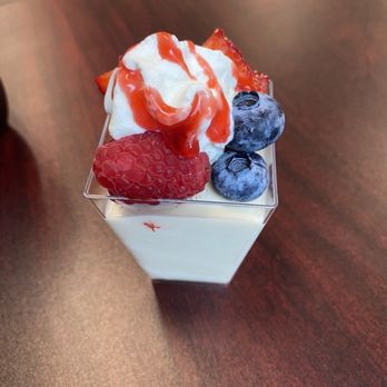 Miller's BBQ & Cafe - Berries and cream dessert. The creamy base is almost a mousse consistency. So delicious - Caterers Near Me - Salem, Oregon