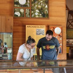 Pithole Visitor Center - Visitors enjoy the exhibits of Historic Pithole City.