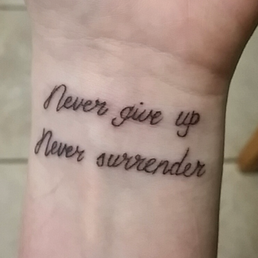 Galaxy Quest quote on wrist done by Alex!