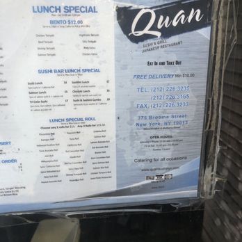 Quan Sushi Grill - Menu as of 3/1/2024 - Sushi Bars Near Me - New York, New York