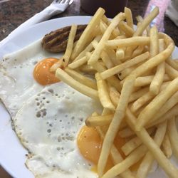 Eggs and chips and sausage