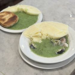 M Manze - Eels & Mash (bottom) 1 Pie 1 Mash (top)