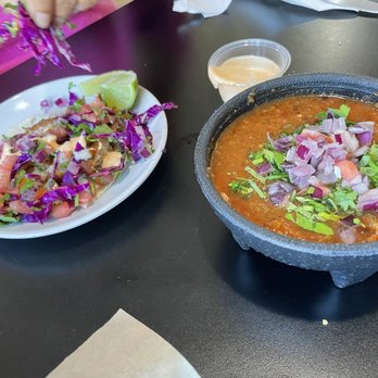 Cocuyo’s Restaurant - Fish taco with an amazing spicy salsa with chips - Mexican Near Me - Soledad, California