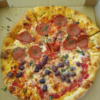 Route One Bakery & Kitchen - Half pepperoni, half kalamata olive classic round - Bakeries Near Me - Tomales, California