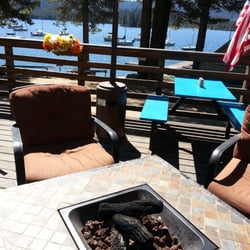 Huntington Lake Resort - Enjoying the lovely scenery while I eat!