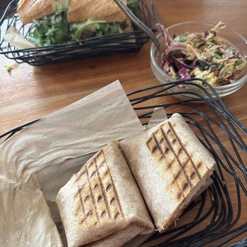 Mon Vert Cafe - Brisket sandwich, Turkey wrap and coleslaw. - Cafes Near Me - Woodstock, Vermont