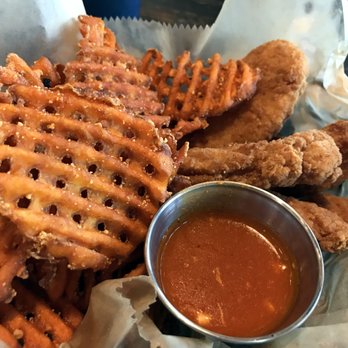 Three Blondes Brewing - Chicken tenders and sweet potato waffle fries - Breweries Near Me - South Haven, Michigan