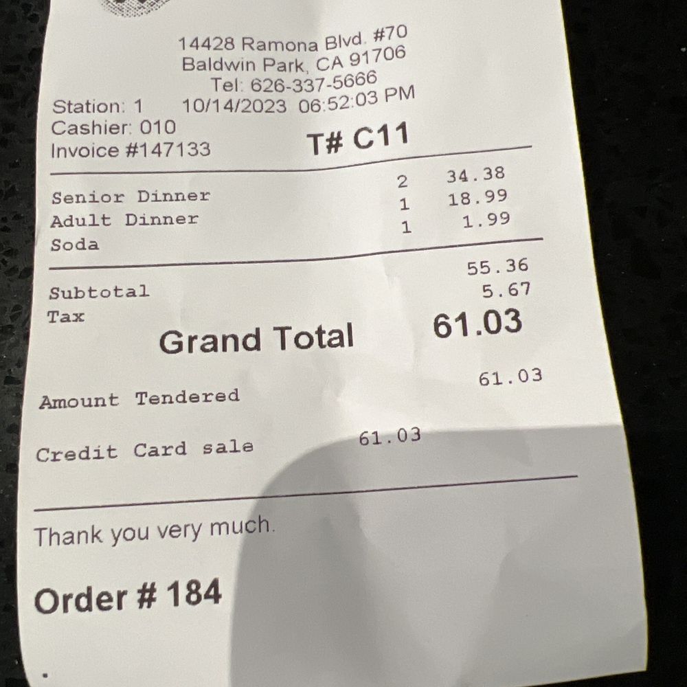 Golden Panda Buffet - The buffet price. - Buffets Near Me - Baldwin Park, California