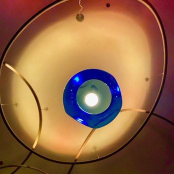 RumFire Poipu Beach - Looking straight up at one of the light fixtures. - Seafood Near Me - Koloa, Hawaii