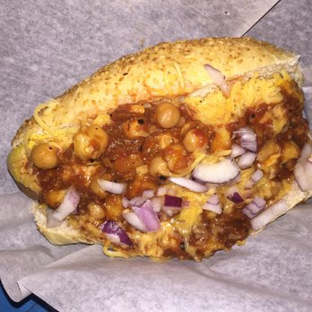 Tonys Darts Away - Vegan Caroline's chili dog - Gastropubs Near Me - Burbank, California Tonys Darts Away - Vegan Caroline's chili dog - Gastropubs Near Me - Burbank, California