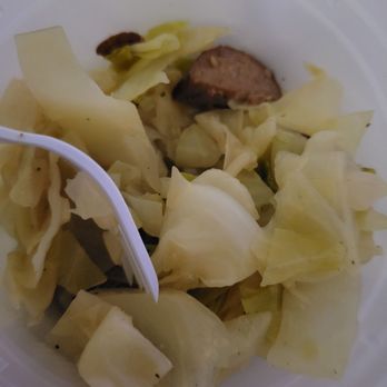 Snak N Sneaux - Cabbage with 'meat' - was sausage that day - Shaved Ice Near Me - Marietta, Georgia