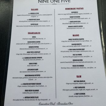 Nine One Five - Menu during COVID-19 - New American Near Me - Key West, Florida