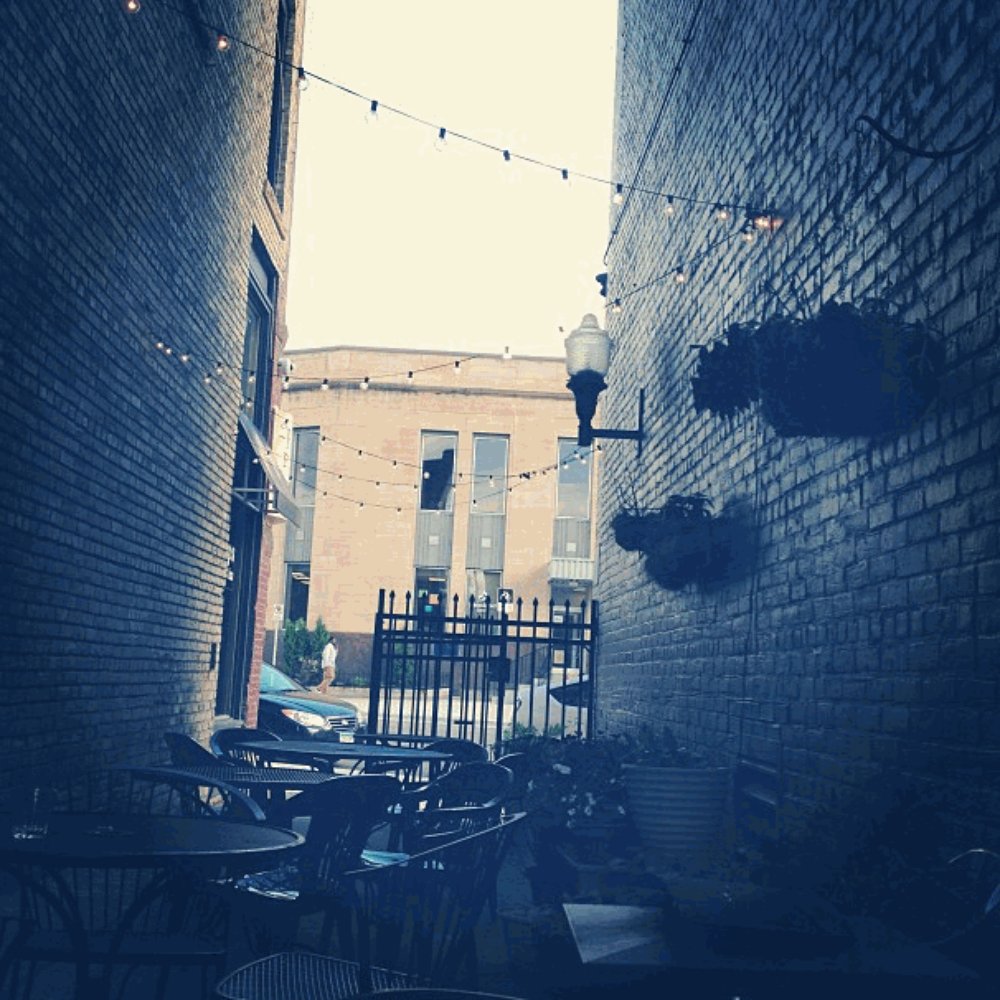 Acadia's charming little alley patio.