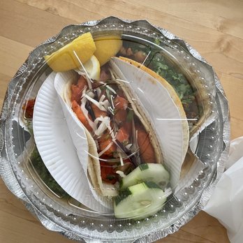 Buenos Nachos Truck - two tacos on a paper plate - Mexican Near Me - New York, New York Buenos Nachos Truck - two tacos on a paper plate - Mexican Near Me - New York, New York