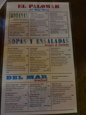 Menu photo 6 El Palomar Santa Cruz, CA