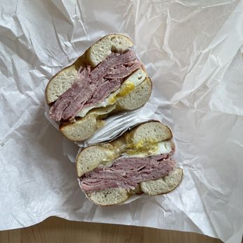 Rubinstein Bagels - Ham egg and cheese on a garlic bagel - Bagels Near Me - Redmond, Washington Rubinstein Bagels - Ham egg and cheese on a garlic bagel - Bagels Near Me - Redmond, Washington