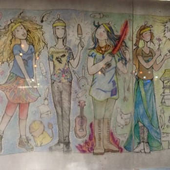 Bananarchy - photo by: jennifer y.    the four owners via animation characters - drawn by one of the owners - Desserts Near Me - Austin, Texas