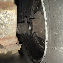 Axle broken. Bearings sheered off. Axle just resting in the hub and could just pull the tire straight off Axle broken. Bearings sheered off. Axle just resting in the hub and could just pull the tire straight off