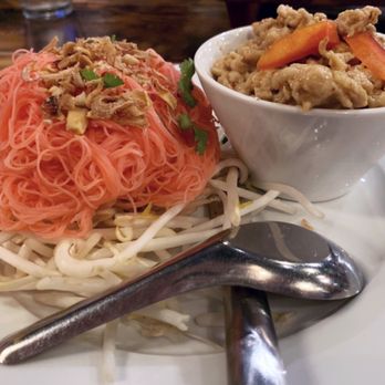Thai by Day - Phad Mee Gati (stir fried rice vermicelli on a bed of bean sprouts with minced chicken coconut curry) - Asian Fusion Near Me - Edmonds, Washington Thai by Day - Phad Mee Gati (stir fried rice vermicelli on a bed of bean sprouts with minced chicken coconut curry) - Asian Fusion Near Me - Edmonds, Washington