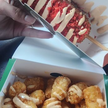 Corn'd - Moon tots and hot cheetos motz dog - Comfort Food Near Me - Turlock, California
