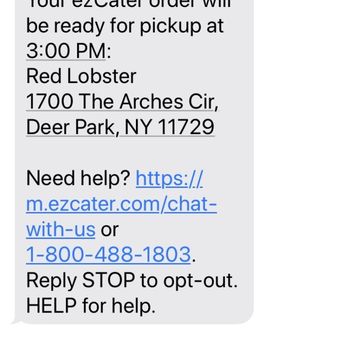 Red Lobster - Text order confirmation - Seafood Near Me - Deer Park, New York Red Lobster - Text order confirmation - Seafood Near Me - Deer Park, New York