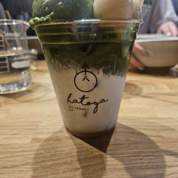 Hatoya - what looks like their signature item: original matcha latte with matcha ice cream and shiratama. but for $16...? idk man - Coffee & Tea Near Me - Las Vegas, Nevada