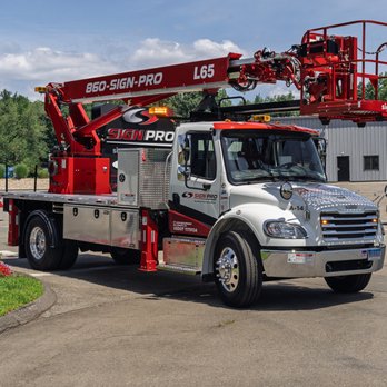 Sign Pro - Custom fleet graphics designed and applied by Sign Pro on a new Elliott L65 aerial lift truck built to support professional s... - Signmaking Near Me - Plantsville, Connecticut Sign Pro - Custom fleet graphics designed and applied by Sign Pro on a new Elliott L65 aerial lift truck built to support professional s... - Signmaking Near Me - Plantsville, Connecticut