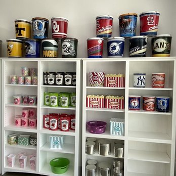 Whats Poppin - a shelf full of food items - Popcorn Shops Near Me - Forney, Texas